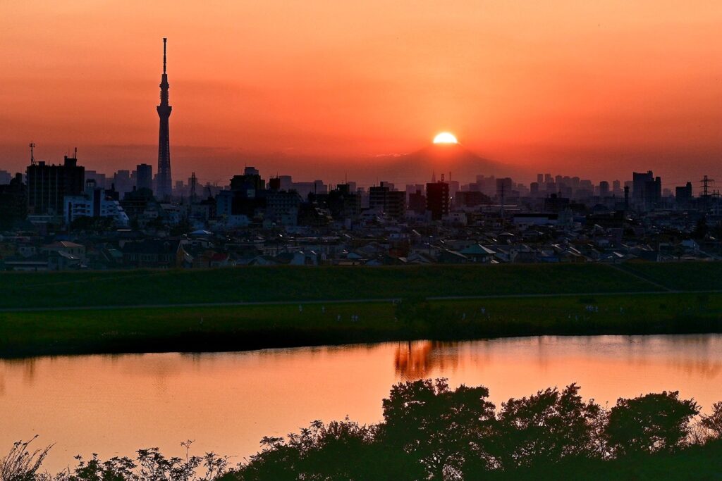 江戸川から見た夕日